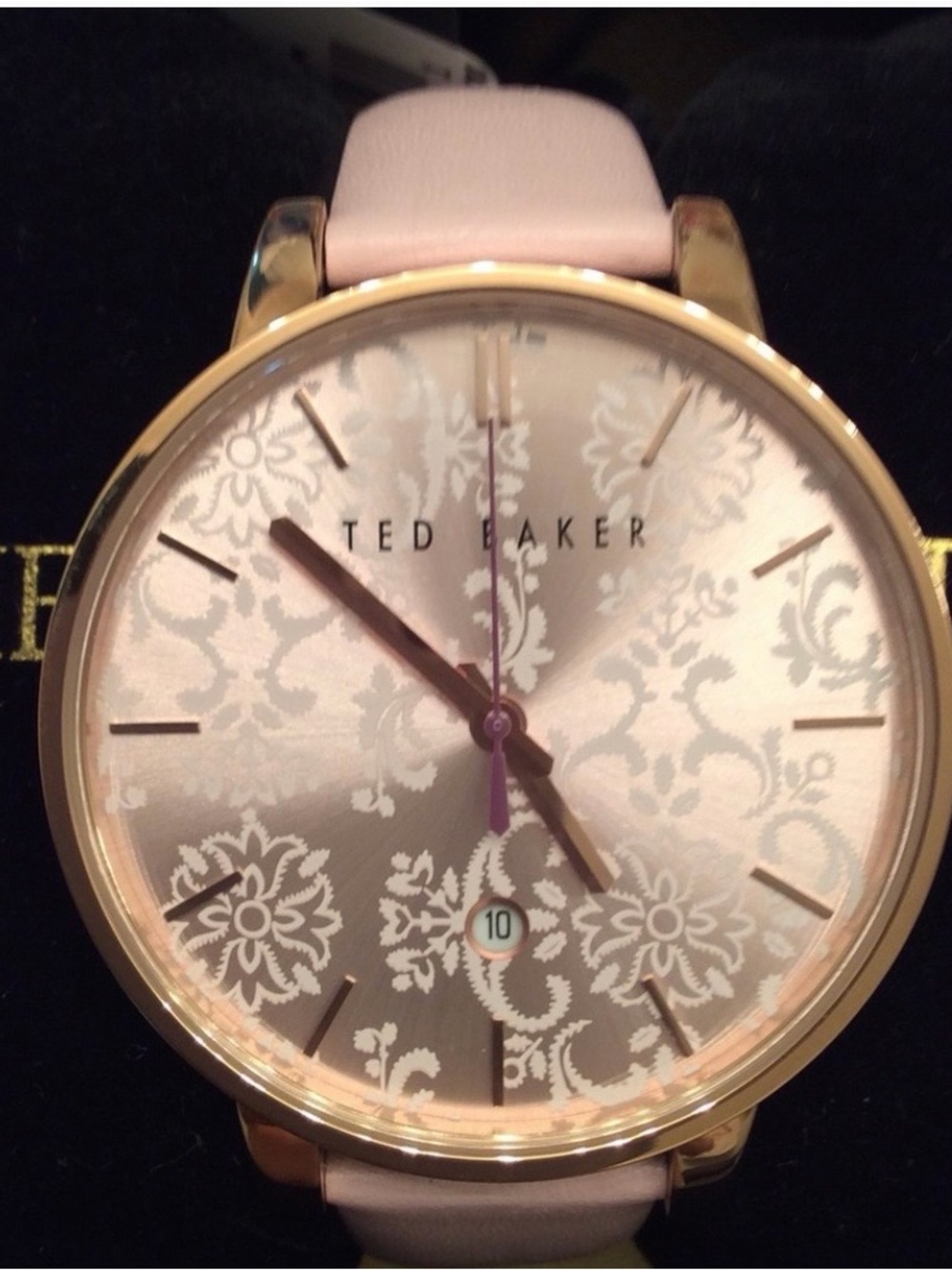 Ted Baker Gold-Tone Case Pink Floral Dial Watch